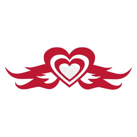 Téléchargez les illustrations : Simple Red Fire Wings Hearts icône - en licence libre de droit