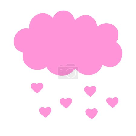 Raining Hearts From Cartoon Pink Cloud