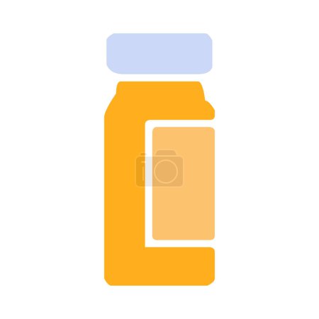 Ilustración de Botella de la píldora amarilla con el icono blanco del casquillo - Imagen libre de derechos