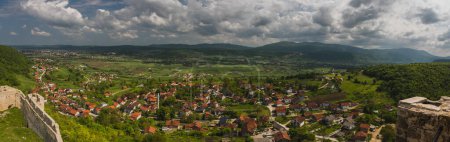 Photo for View from sokolacka kula or sokolac fort close to bihac, bosnia on a summer day. Close to Golubac village, south from bihac. - Royalty Free Image