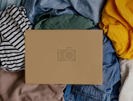 Photo for Second hand wardrobe idea. Circular fashion, eco friendly sustainable shopping, thrifting shop concept - Royalty Free Image