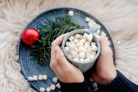 Photo for Christmas cup of cocoa with marshmallows. New Year's mood - Royalty Free Image