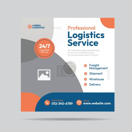 Illustration for Shipment and Logistics service social media post design or Courier and delivery post templates - Royalty Free Image