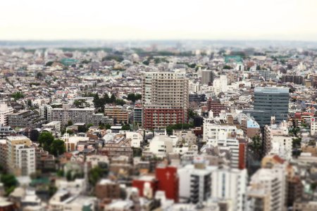 Téléchargez les photos : Paysage urbain pittoresque ressemblant à un diorama vu depuis une plate-forme d'observation d'immeubles de grande hauteur - en image libre de droit