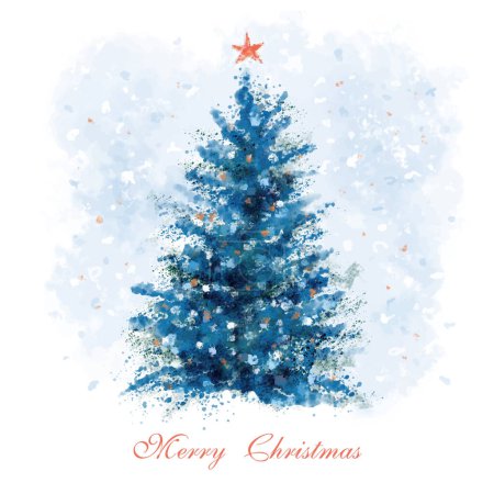Aquarelle style peinture à la main arbre de Noël illustration, clip art de Noël