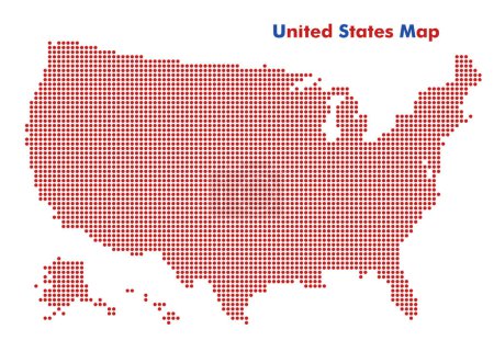 Téléchargez les photos : Carte des États-Unis avec points carrelés de style mosaïque - en image libre de droit