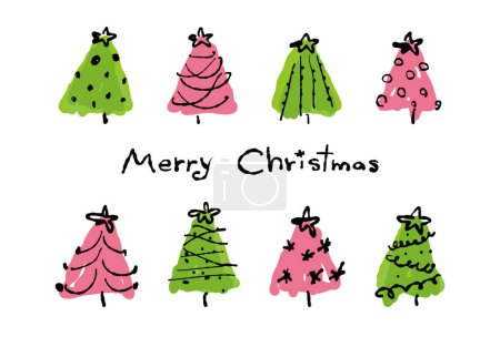 Téléchargez les photos : Mignon arbre de Noël peint à la main carte de Noël - en image libre de droit