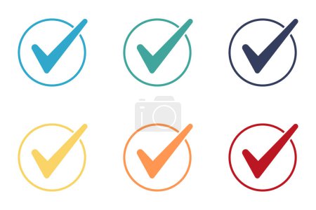 Photo for Set of vector colorful checkmarks. Illustration on a white background. - Royalty Free Image