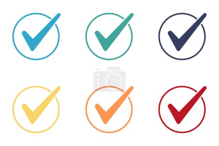Photo for Set of vector colorful checkmarks. Illustration on a white background. - Royalty Free Image