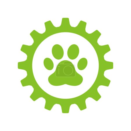 Photo for Paw print and gear. Vector illustration - Royalty Free Image
