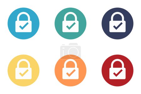 Photo for Lock icon with check mark. Set of illustrations - Royalty Free Image