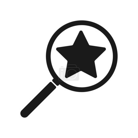 Magnifying glass with a star. Vector illustration