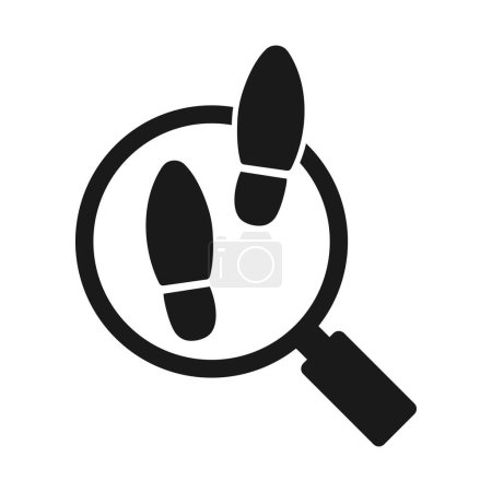 Magnifying glass icon with foot print. Vector illustration
