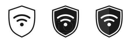 Wi-Fi shield icons set. Illustration