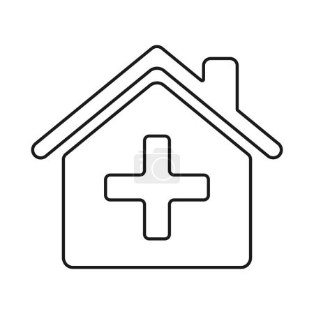Haus Ikone mit medizinischem Kreuz. Illustration