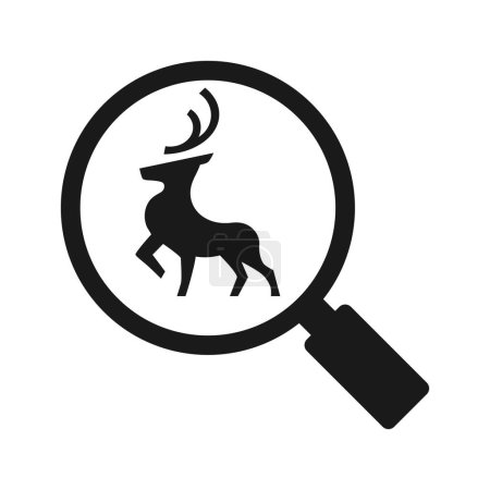 Magnifying glass icon with deer. Illustration