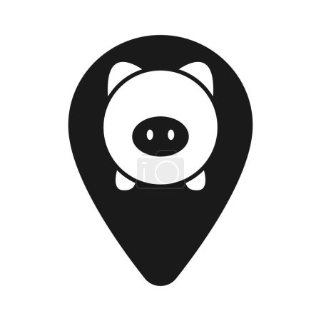 Photo for Pig mark icon on the map. Illustration - Royalty Free Image