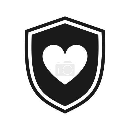 Photo for Heart icon with shield. Love protection concept. Illustration - Royalty Free Image