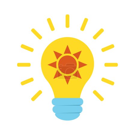 Glühbirnen-Symbol für Solarenergie, Illustration