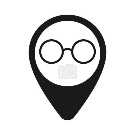 Glasses icon on pin illustration