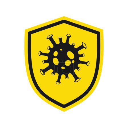 Shield icon with virus, illustration