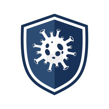 Icono de escudo con virus, ilustración