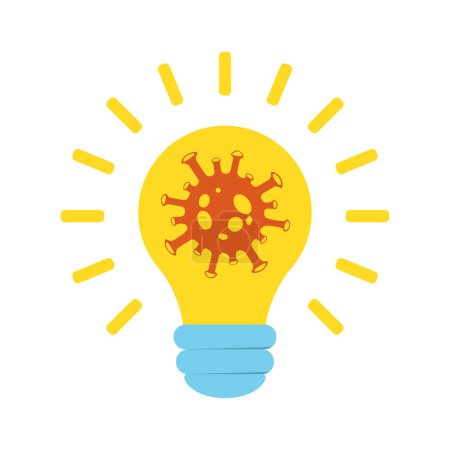 Light bulb icon with virus, illustration
