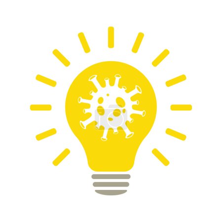 Light bulb icon with virus, illustration