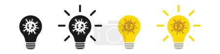 Set of light bulb icons with virus, illustration