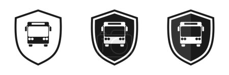 Shield Icon Set mit Bus, Illustration