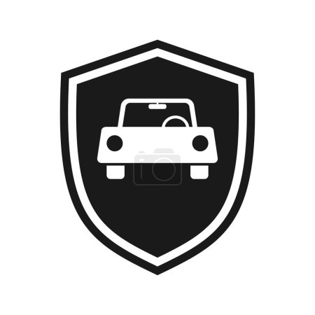 Shield icon with car, illustration