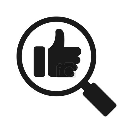 Magnifying glass icon with like, illustration