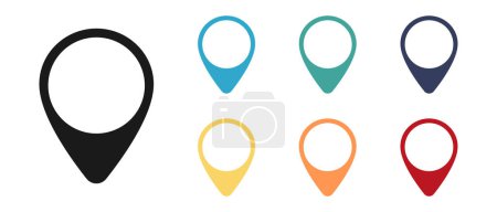 Icon, label on the map. Set of multicolored icons. Illustration	