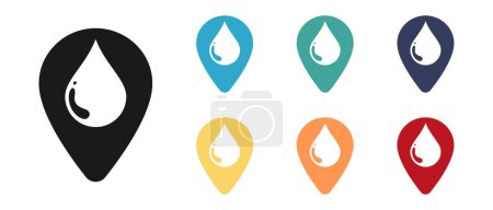 Drop, water concept vector icon set. Mark it on the map. Illustration
