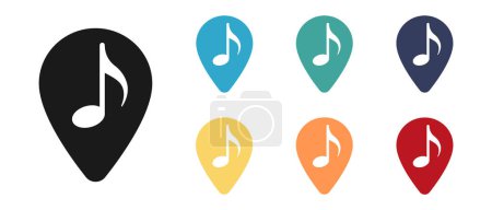 Photo for Musical note, music vector icon set. Mark on the map. Illustration - Royalty Free Image