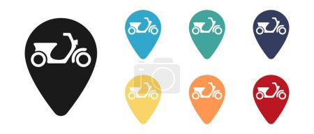 Photo for Scooter, delivery concept vector icon set. Mark on the map. Illustration - Royalty Free Image