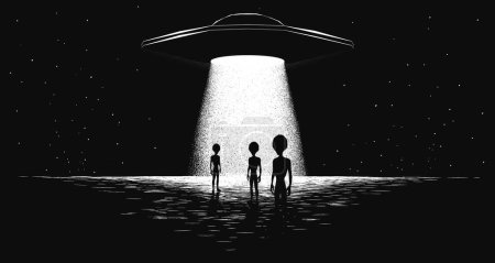 Téléchargez les illustrations : Arrivée des aliens.Science fiction.Illustration vectorielle - en licence libre de droit