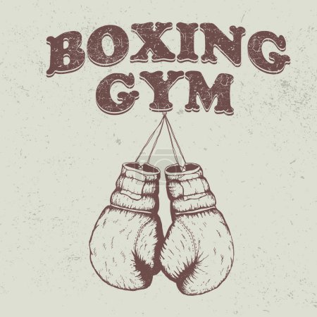 Illustration for Retro emblem with old boxing gloves .Vintage style.Prints design for t-shirts - Royalty Free Image