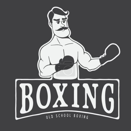 Illustration for Old school boxer.Vector sticker. Prints design for wear - Royalty Free Image