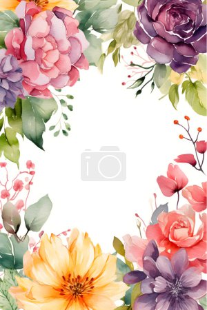 Photo for Colorful Watercolor Painted Flowers - Exquisite Petals and Delicate Brushstrokes - Royalty Free Image