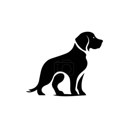 Illustration for Labrador Retriever dog simple vector black image on white background. Silhouette svg vector illustration animal, laser cutting cnc. - Royalty Free Image