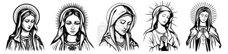 Téléchargez les illustrations : Vierge Marie illustration vectorielle silhouette svg, découpe laser cnc. - en licence libre de droit