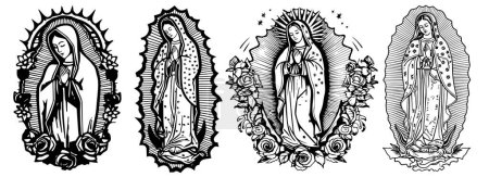 Téléchargez les illustrations : Vierge Marie illustration vectorielle silhouette svg, découpe laser cnc. - en licence libre de droit