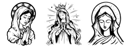 Téléchargez les illustrations : Vierge Marie, Vierge Marie illustration vectorielle. - en licence libre de droit