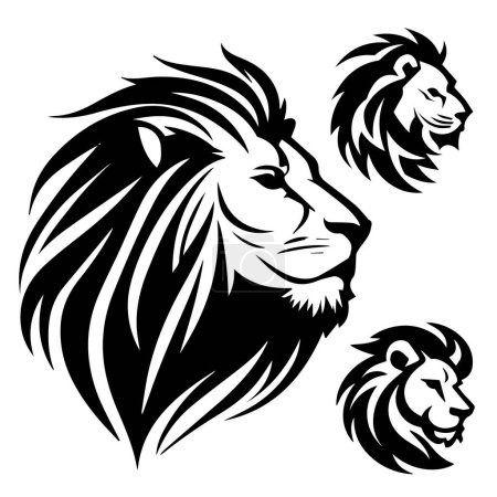 Illustration for Lion heads vector silhouette illustration. - Royalty Free Image