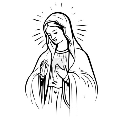 Téléchargez les illustrations : Vierge Marie Madonna illustration vectorielle silhouette svg, découpe laser cnc. - en licence libre de droit