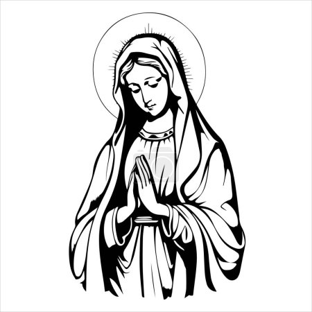 Our Lady virgin Mary Madonna vector illustration silhouette svg, laser cutting cnc.