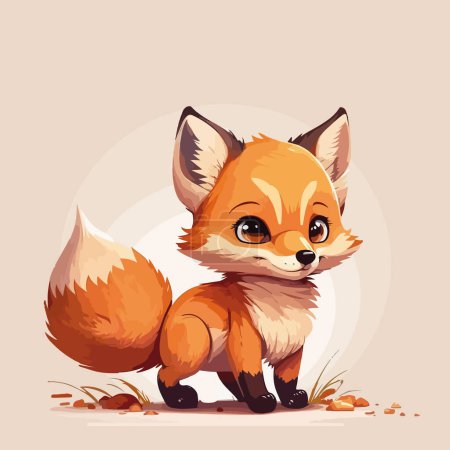 cute fox with a red and white background