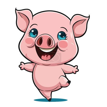 Téléchargez les illustrations : Cochon mignon aux yeux roses - en licence libre de droit
