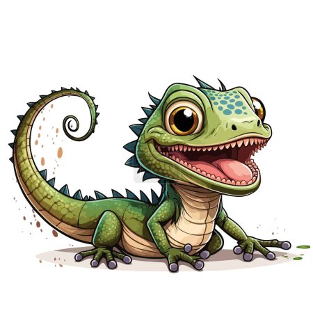 Téléchargez les illustrations : Illustration d'un dragon dessin animé mignon - en licence libre de droit